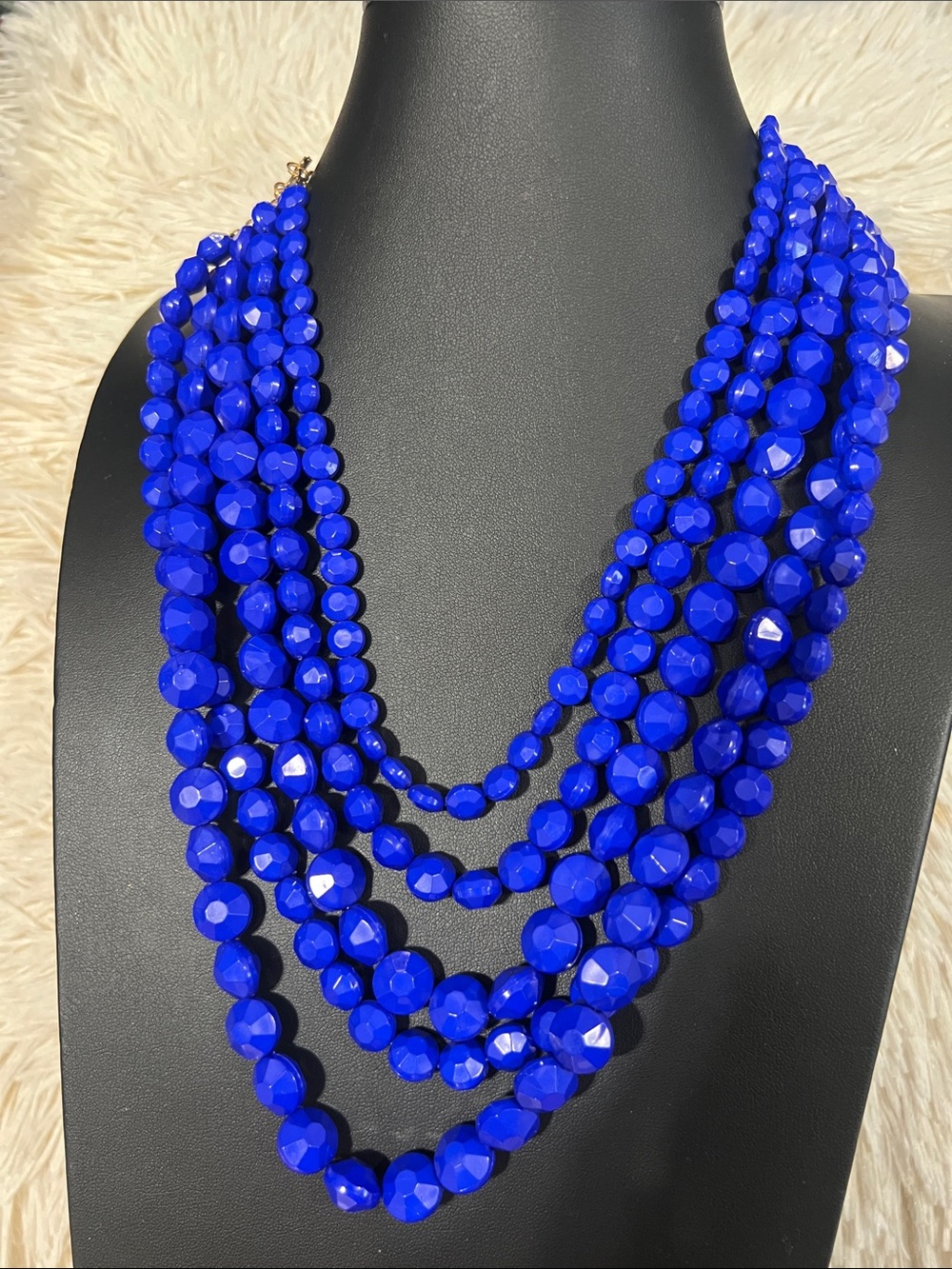 Layered Faceted Necklace in Cobalt Blue - Women Jewelry